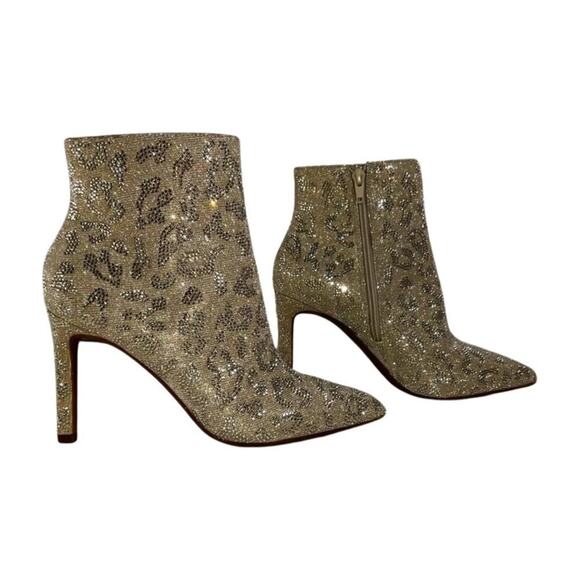 Gianni Bini Leopard Print Rhinestone Stiletto Booties Size 7M - Picture 1 of 6
